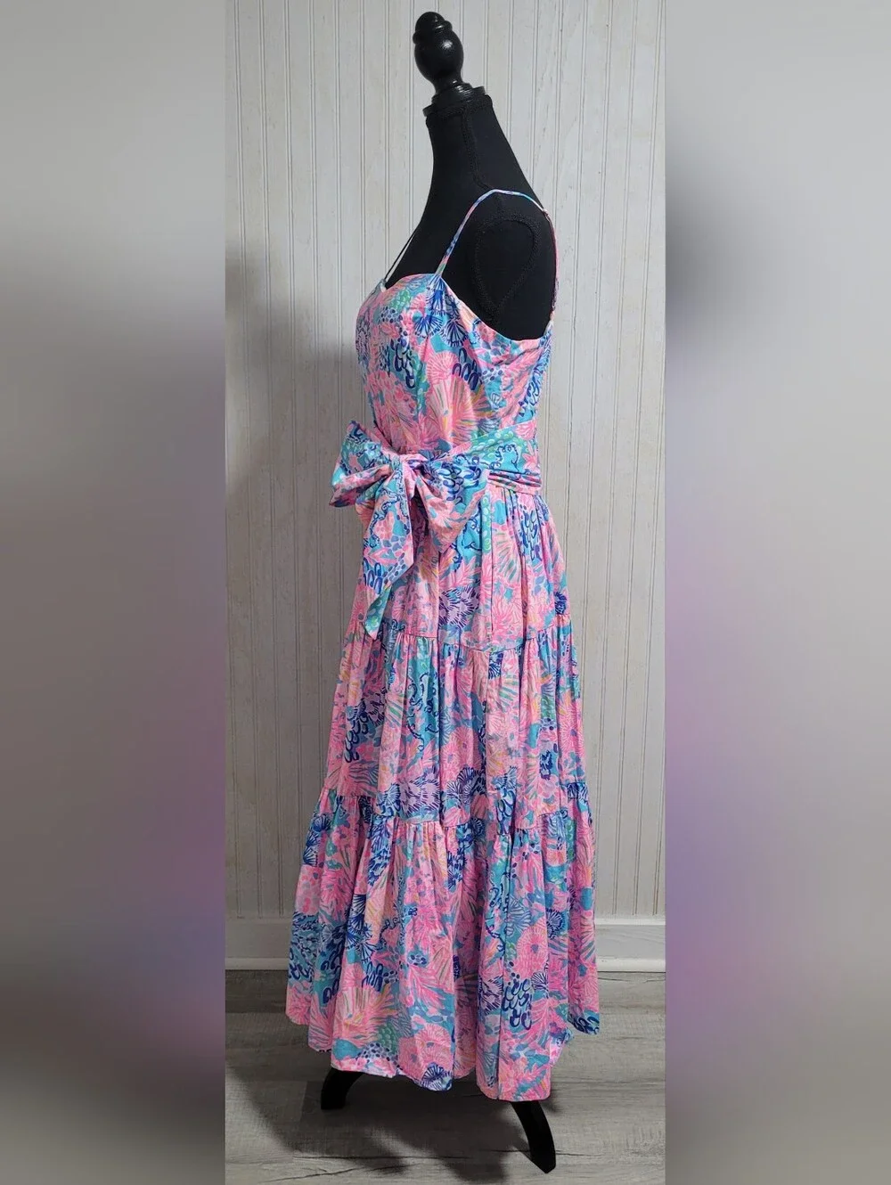 Lilly Pulitzer Edith Maxi Dress Splendor in the Sand Pink Blue Size 8 EUC - Picture 2 of 15